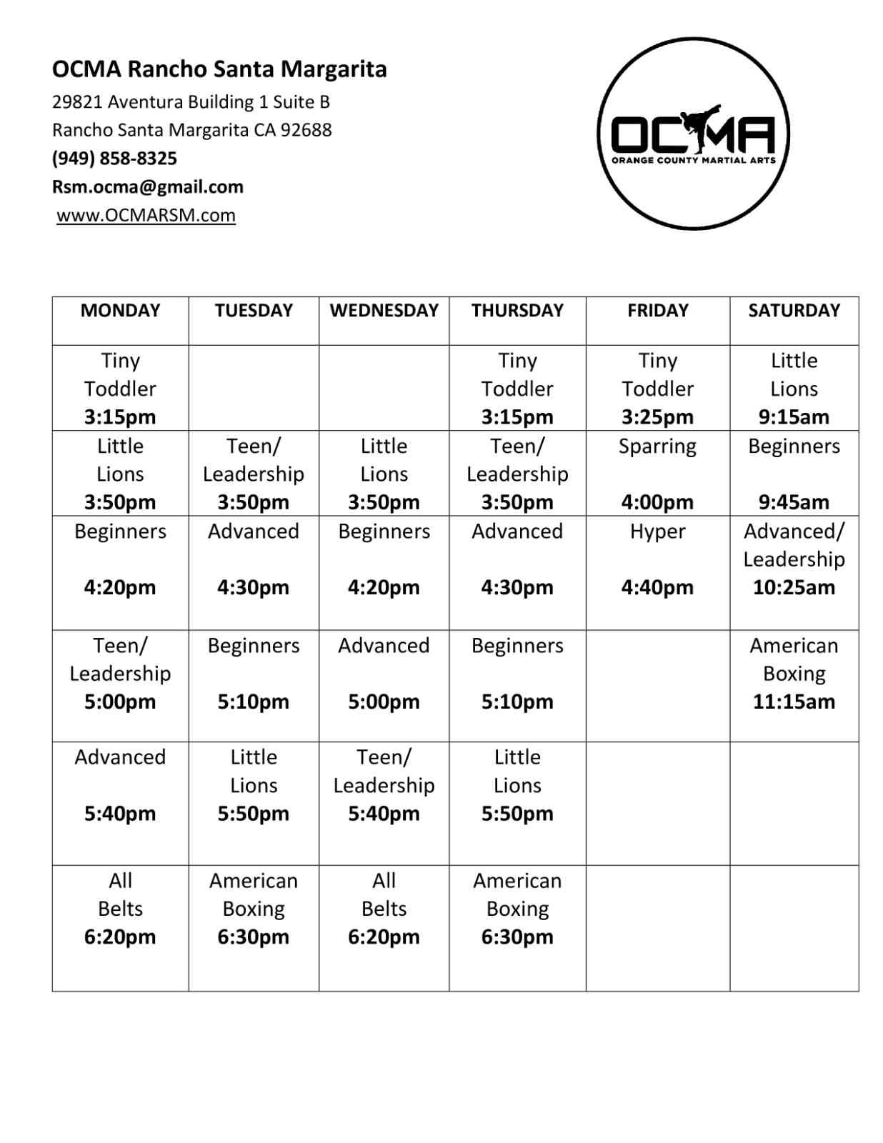 schedule