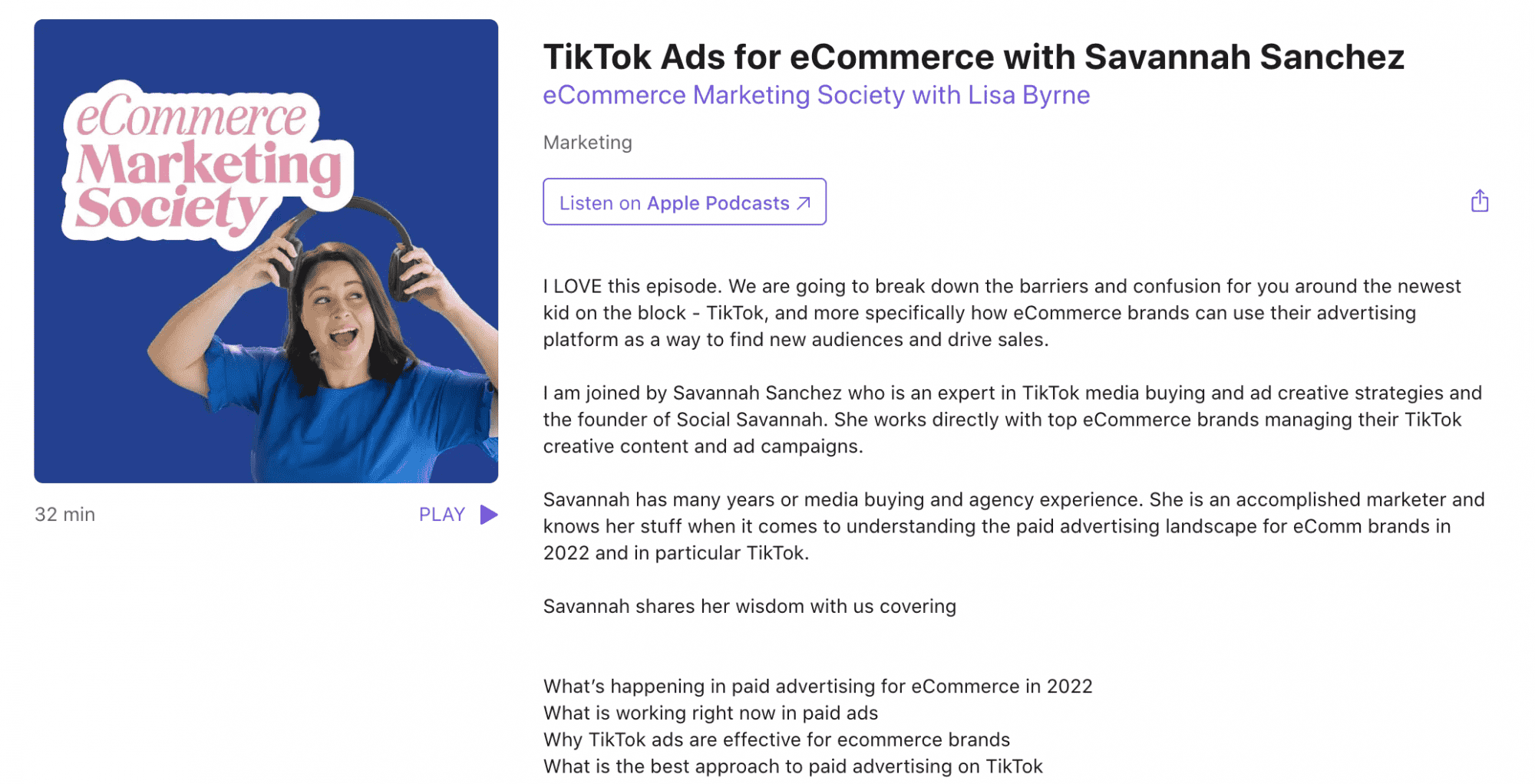 TikTok Ads for eCommerce with Savannah Sanchez