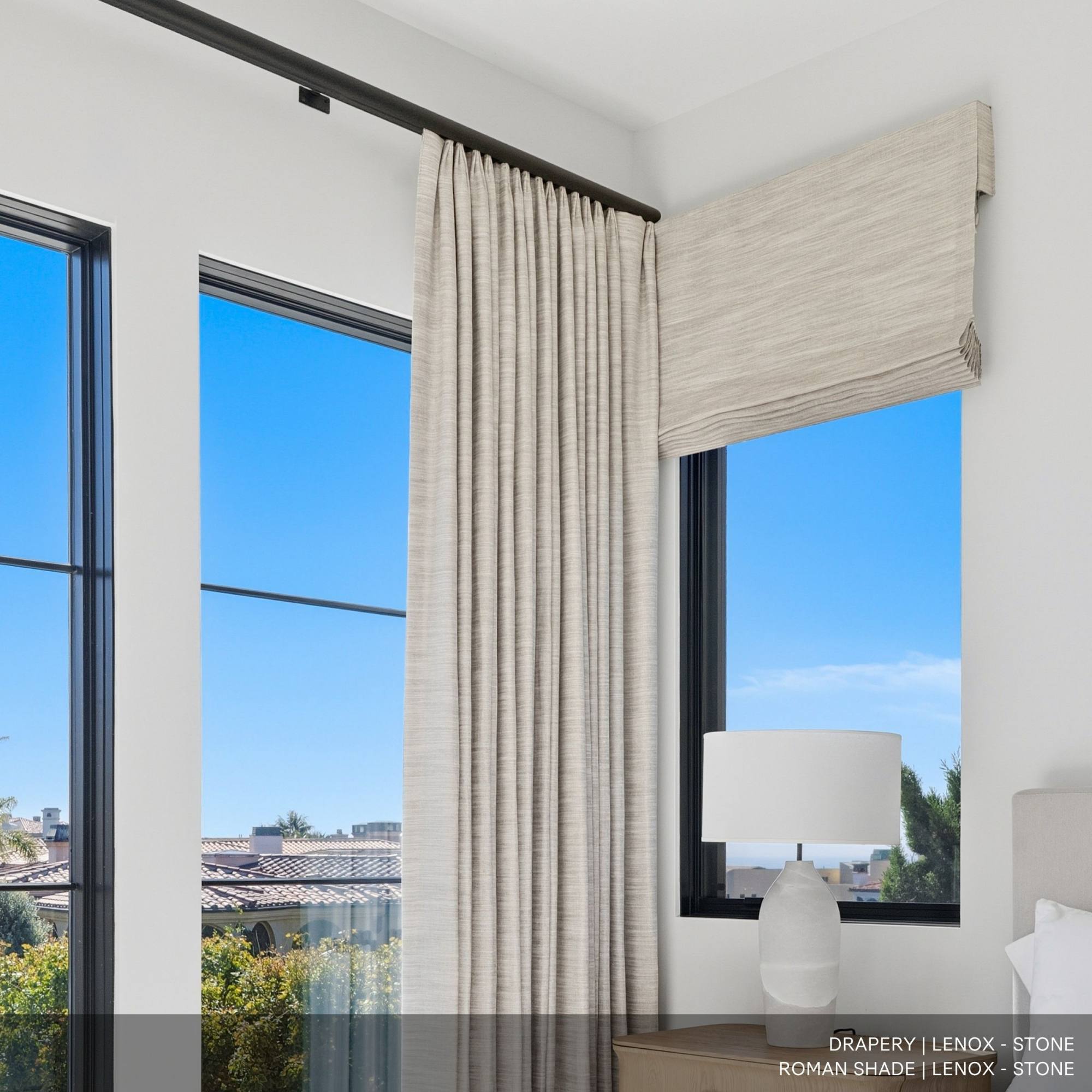 Close up of Drapery and a Roman Shade