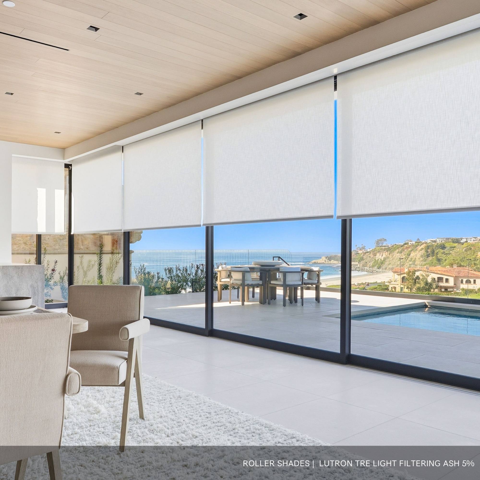 Roller Shades in a Dining Room