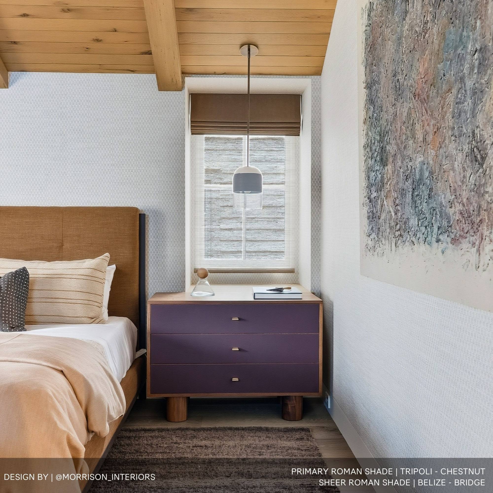 Dual roman shade in bedroom